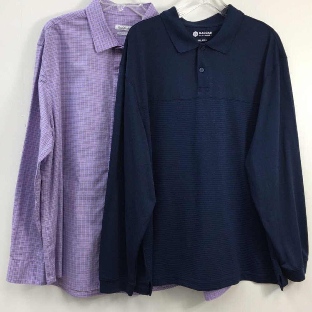 Haggar Mens Long Sleeve Dress Shirt Bundle Size XXL EXCELLENT Condition
